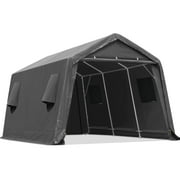 ADVANCE OUTDOOR 10x15 ft Outdoor Storage Shelter Shed with 2 Roll up Zipper Doors \u0026 Vents Peak Roof Carport for Motorcycle Waterproof and UV Resistant Anti-Snow, Gray